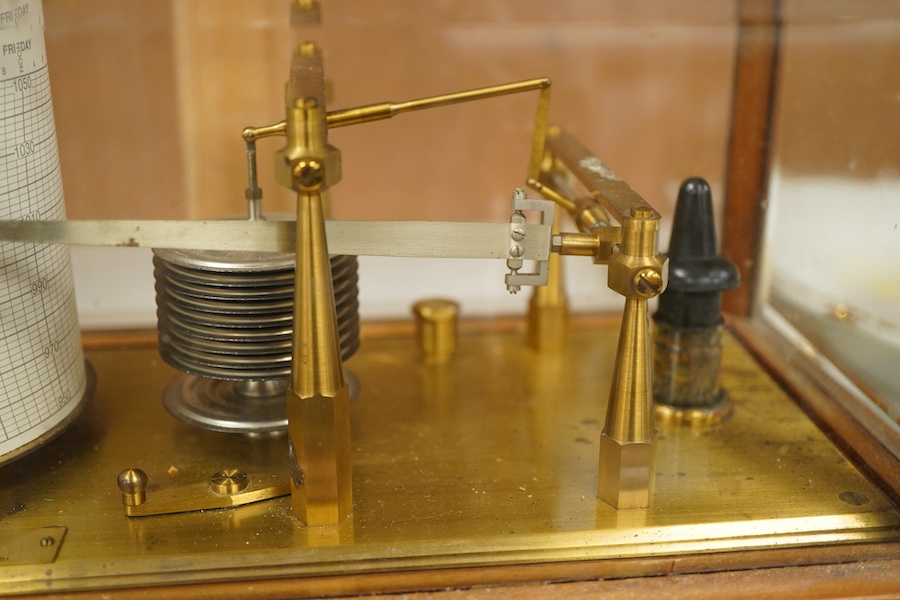 A Negretti & Zambra mahogany cased barograph, 42cm high